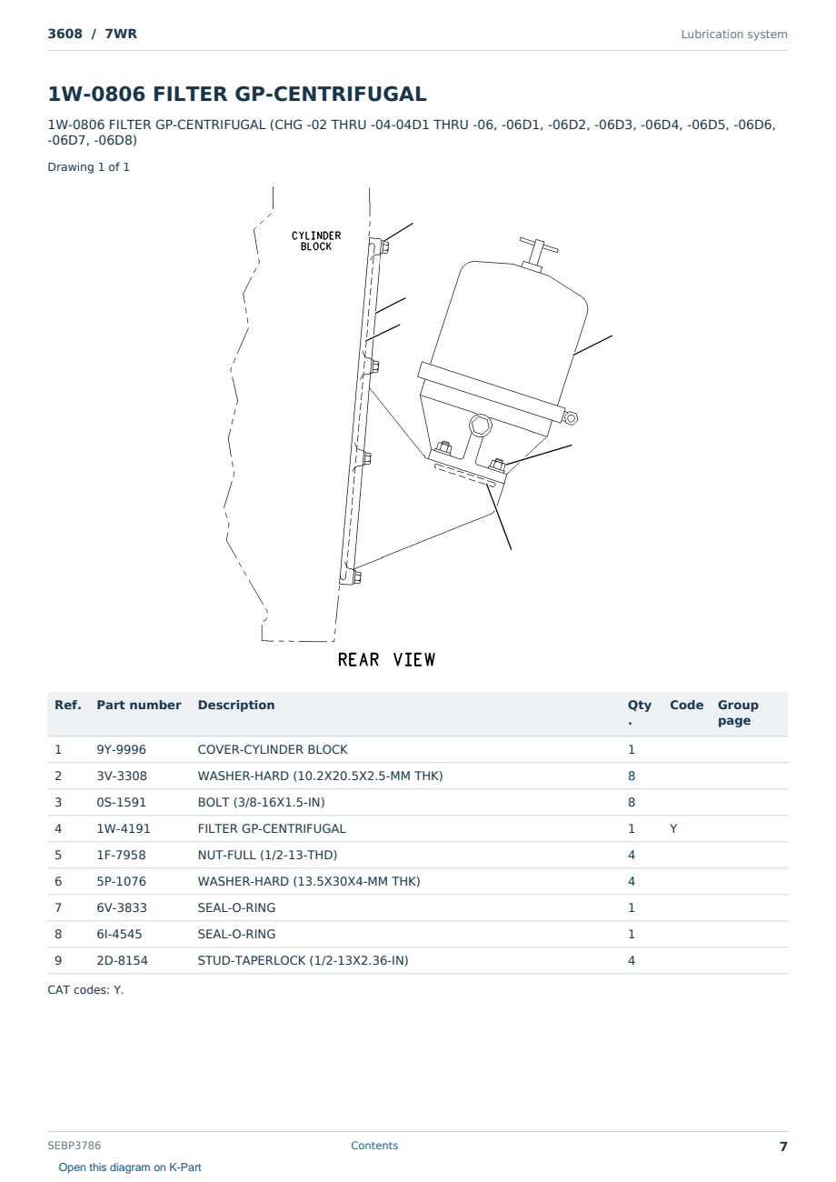 Caterpillar 3608 S/N 7WR Partsbook SEBP3786 (English) - sample page 7 of 10 Caterpillar 3608 S/N 7WR Partsbook SEBP3786 (English) - sample page 7 of 10