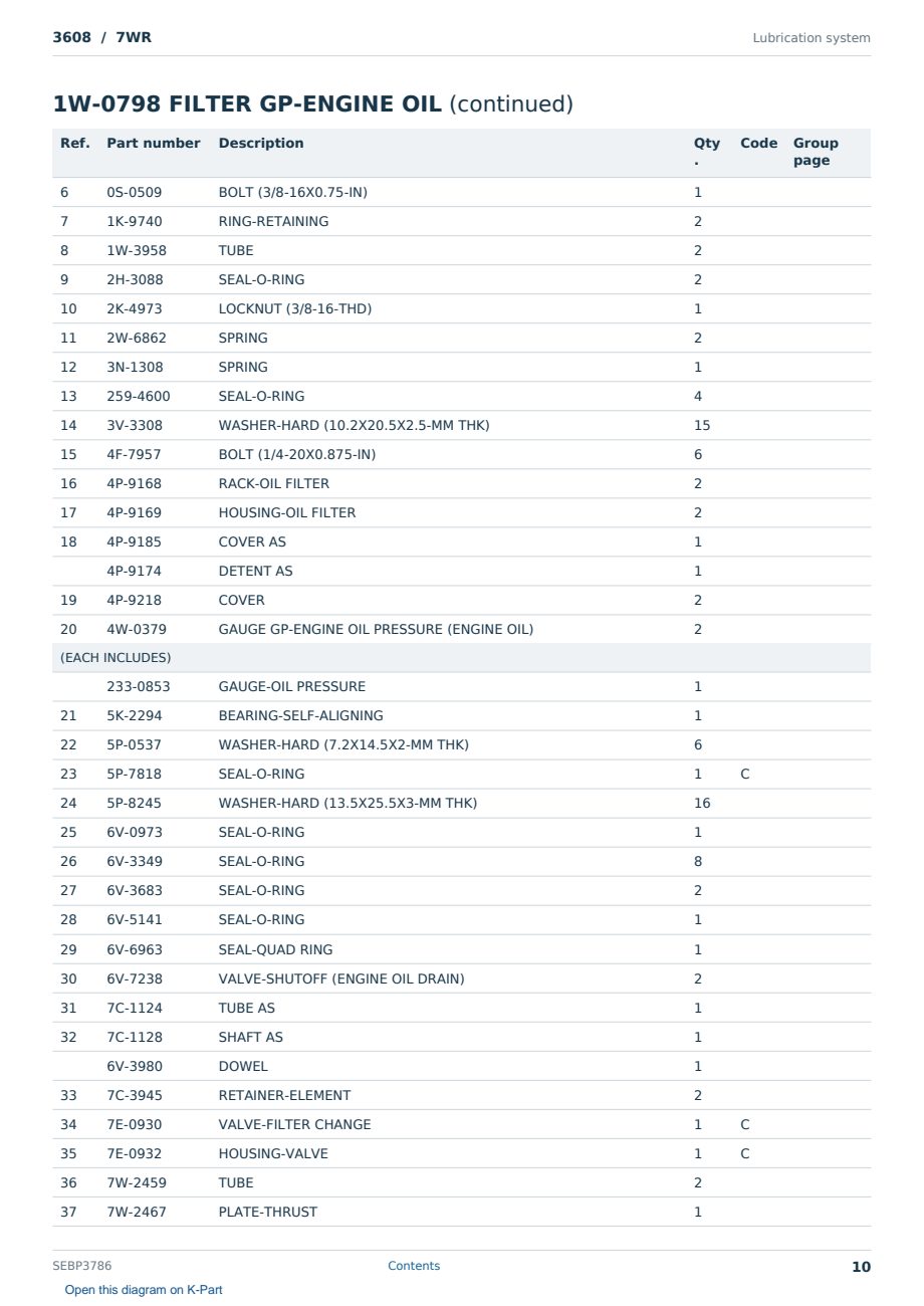 Caterpillar 3608 S/N 7WR Partsbook SEBP3786 (English) - sample page 10 of 10 Caterpillar 3608 S/N 7WR Partsbook SEBP3786 (English) - sample page 10 of 10