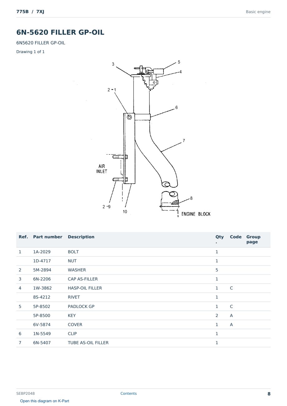 Caterpillar 775B S/N 7XJ Partsbook SEBP2048 (English) - sample page 8 of 10 Caterpillar 775B S/N 7XJ Partsbook SEBP2048 (English) - sample page 8 of 10