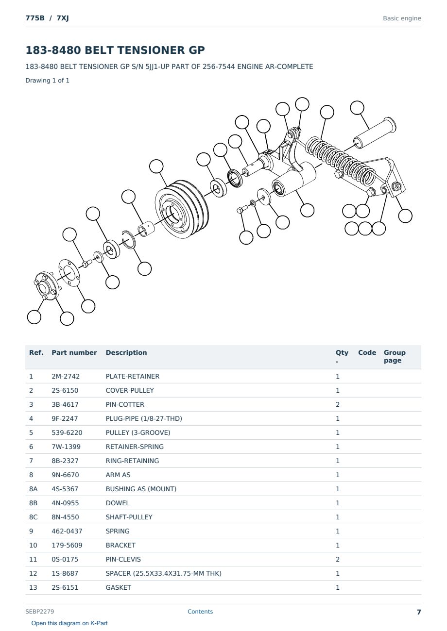 Caterpillar 775B S/N 7XJ Partsbook SEBP2279 (English) - sample page 7 of 10 Caterpillar 775B S/N 7XJ Partsbook SEBP2279 (English) - sample page 7 of 10