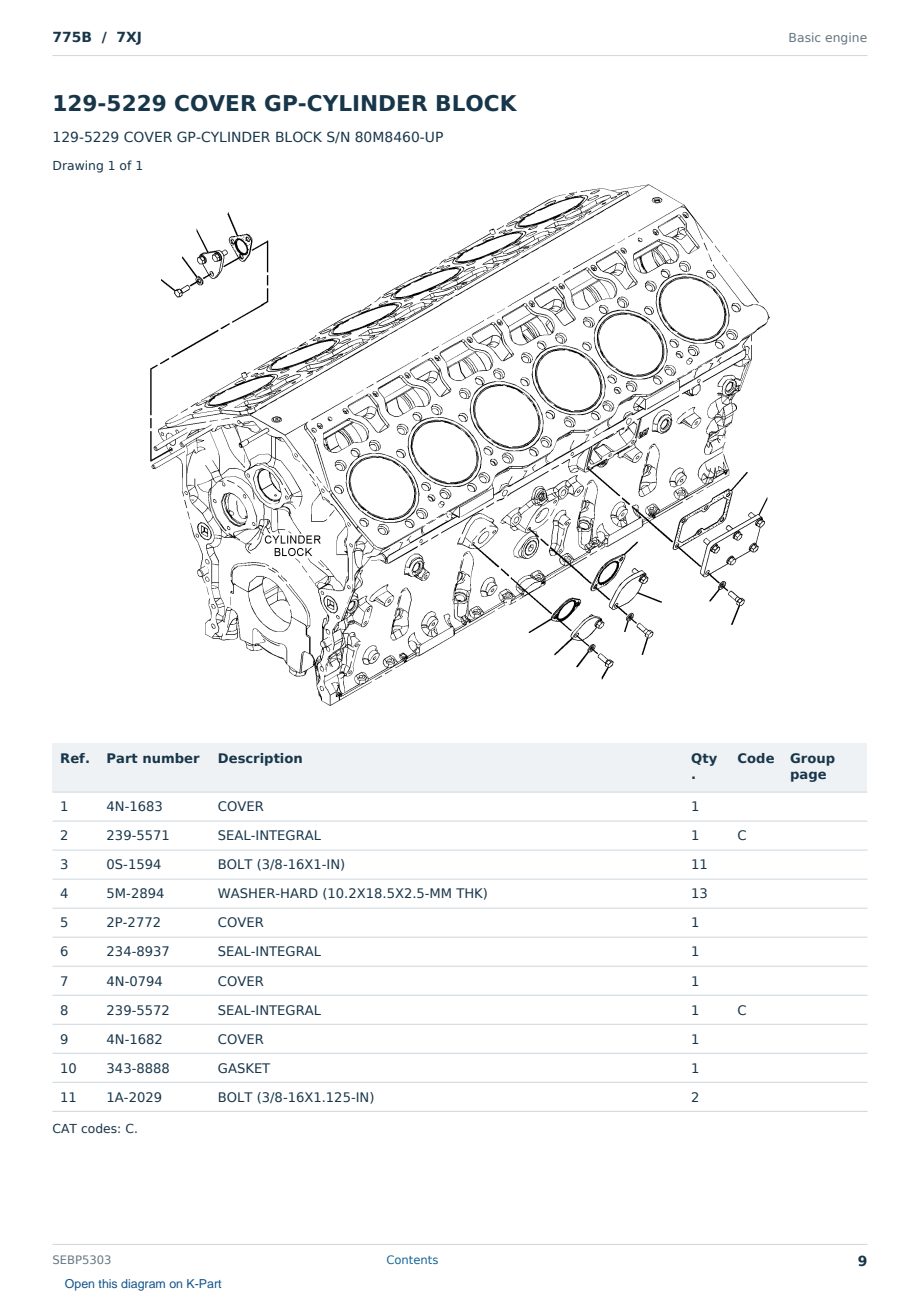 Caterpillar 775B S/N 7XJ Partsbook SEBP5303 (English) - sample page 9 of 10 Caterpillar 775B S/N 7XJ Partsbook SEBP5303 (English) - sample page 9 of 10