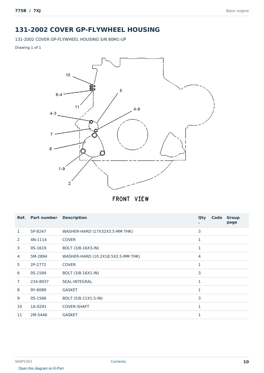 Caterpillar 775B S/N 7XJ Partsbook SEBP5303 (English) - sample page 10 of 10 Caterpillar 775B S/N 7XJ Partsbook SEBP5303 (English) - sample page 10 of 10