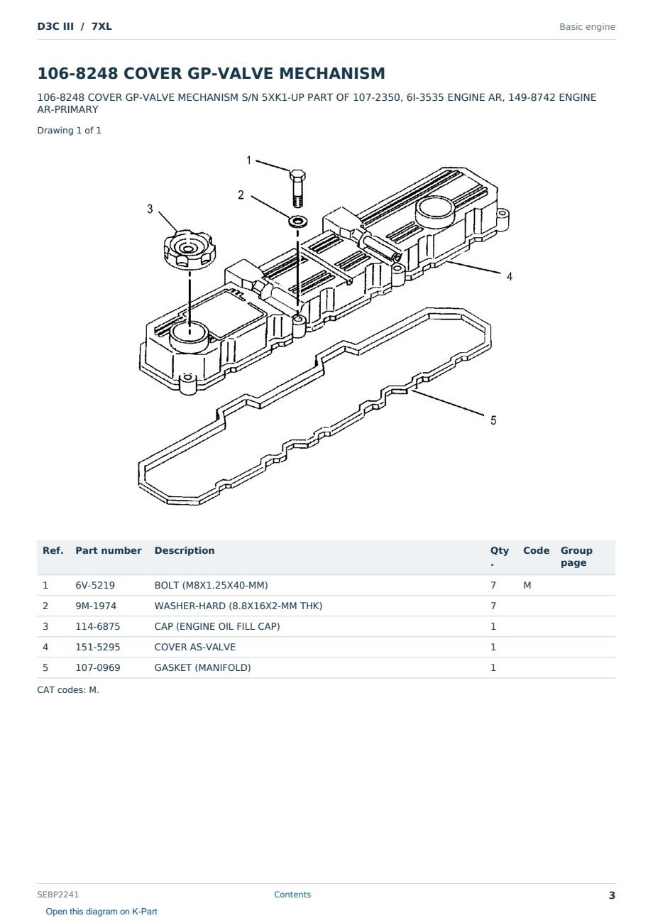 Caterpillar D3C III S/N 7XL Partsbook SEBP2241 (English) - sample page 3 of 10 Caterpillar D3C III S/N 7XL Partsbook SEBP2241 (English) - sample page 3 of 10