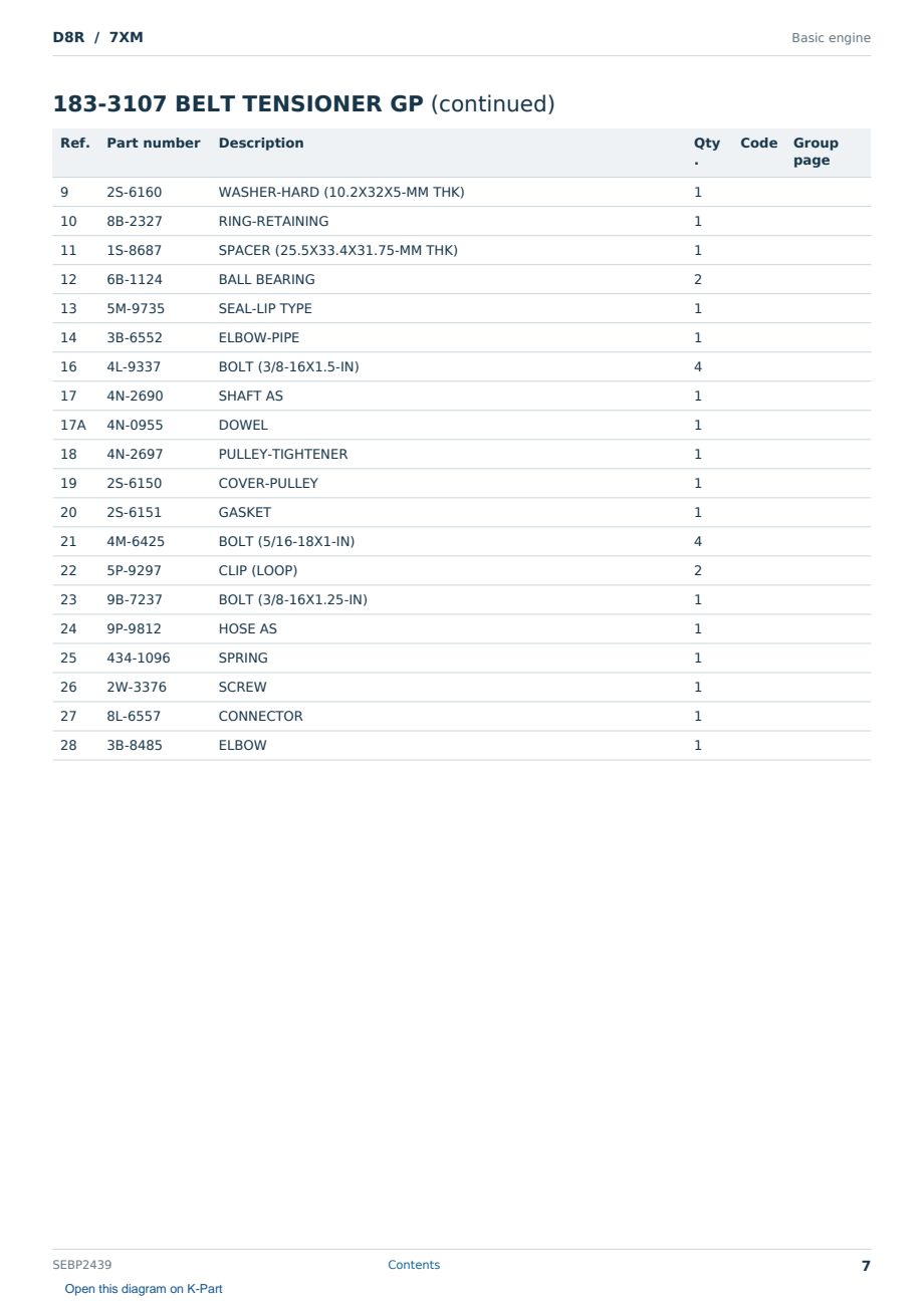 Caterpillar D8R S/N 7XM Partsbook SEBP2439 (English) - sample page 7 of 10 Caterpillar D8R S/N 7XM Partsbook SEBP2439 (English) - sample page 7 of 10