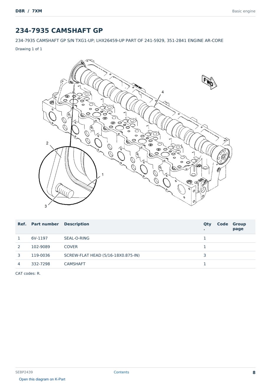 Caterpillar D8R S/N 7XM Partsbook SEBP2439 (English) - sample page 8 of 10 Caterpillar D8R S/N 7XM Partsbook SEBP2439 (English) - sample page 8 of 10