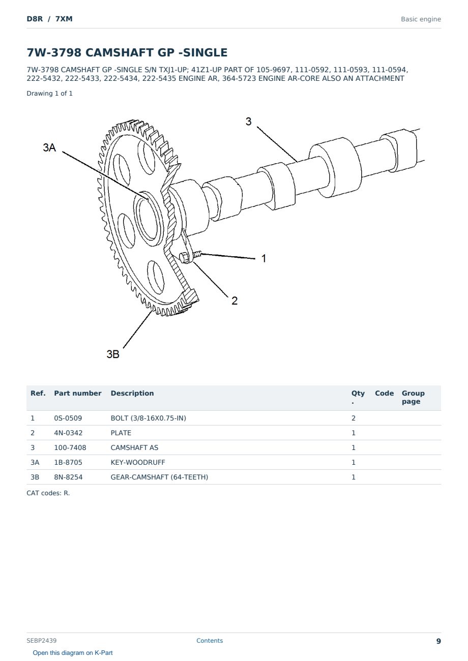 Caterpillar D8R S/N 7XM Partsbook SEBP2439 (English) - sample page 9 of 10 Caterpillar D8R S/N 7XM Partsbook SEBP2439 (English) - sample page 9 of 10
