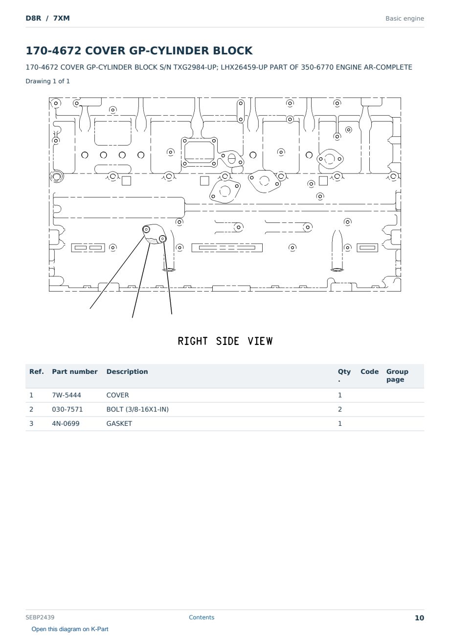 Caterpillar D8R S/N 7XM Partsbook SEBP2439 (English) - sample page 10 of 10 Caterpillar D8R S/N 7XM Partsbook SEBP2439 (English) - sample page 10 of 10