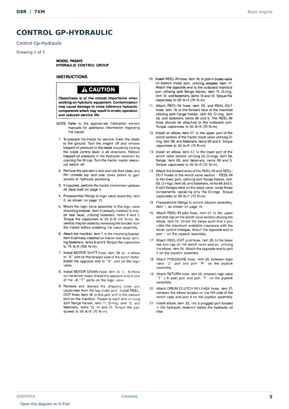 Caterpillar D8R S/N 7XM Partsbook SEBP2954 (English) - sample page 5 of 10 Caterpillar D8R S/N 7XM Partsbook SEBP2954 (English) - sample page 5 of 10