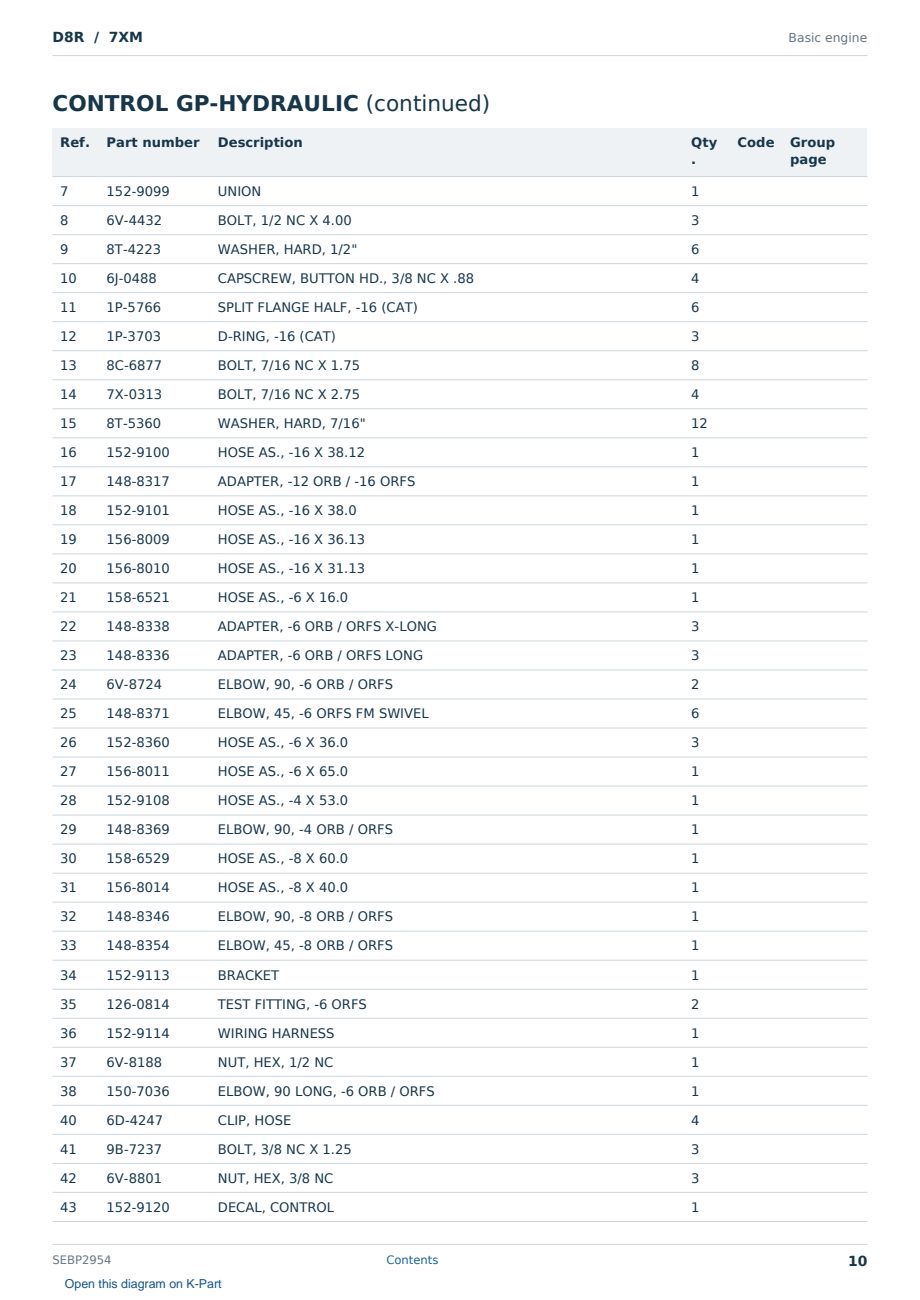 Caterpillar D8R S/N 7XM Partsbook SEBP2954 (English) - sample page 10 of 10 Caterpillar D8R S/N 7XM Partsbook SEBP2954 (English) - sample page 10 of 10