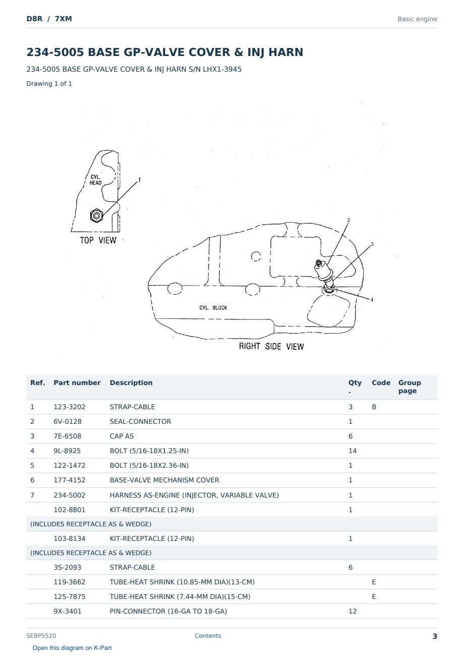 Caterpillar D8R S/N 7XM Partsbook SEBP5520 (English) - sample page 3 of 10 Caterpillar D8R S/N 7XM Partsbook SEBP5520 (English) - sample page 3 of 10