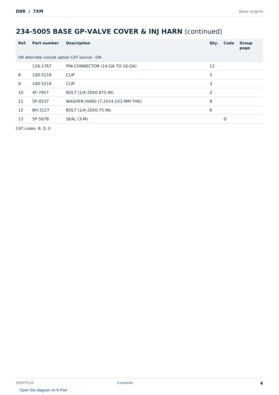 Caterpillar D8R S/N 7XM Partsbook SEBP5520 (English) - sample page 4 of 10 Caterpillar D8R S/N 7XM Partsbook SEBP5520 (English) - sample page 4 of 10