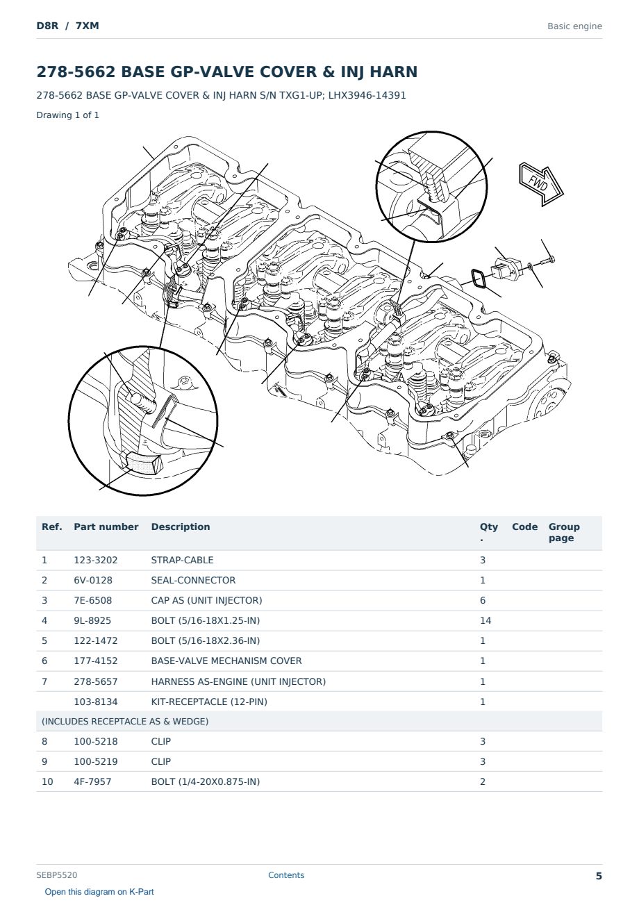 Caterpillar D8R S/N 7XM Partsbook SEBP5520 (English) - sample page 5 of 10 Caterpillar D8R S/N 7XM Partsbook SEBP5520 (English) - sample page 5 of 10