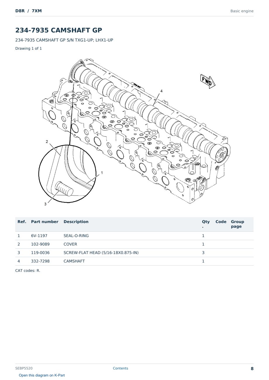 Caterpillar D8R S/N 7XM Partsbook SEBP5520 (English) - sample page 8 of 10 Caterpillar D8R S/N 7XM Partsbook SEBP5520 (English) - sample page 8 of 10
