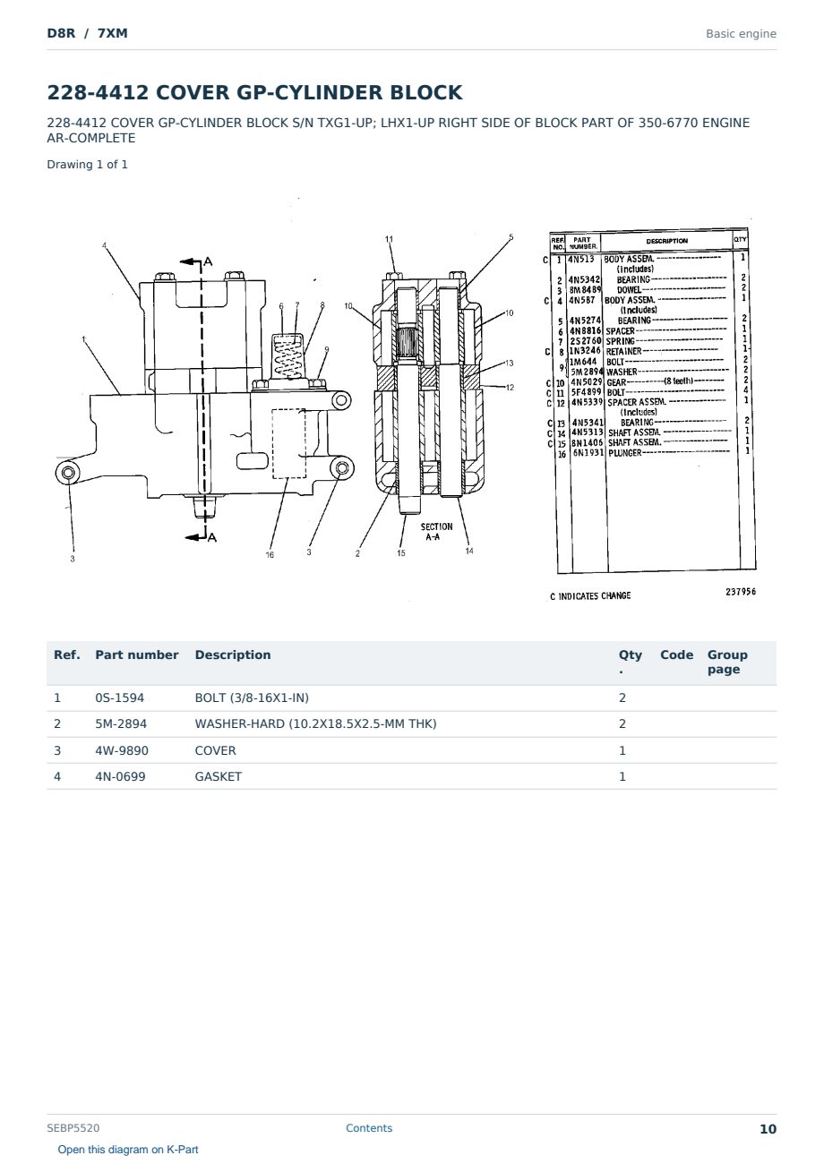Caterpillar D8R S/N 7XM Partsbook SEBP5520 (English) - sample page 10 of 10 Caterpillar D8R S/N 7XM Partsbook SEBP5520 (English) - sample page 10 of 10