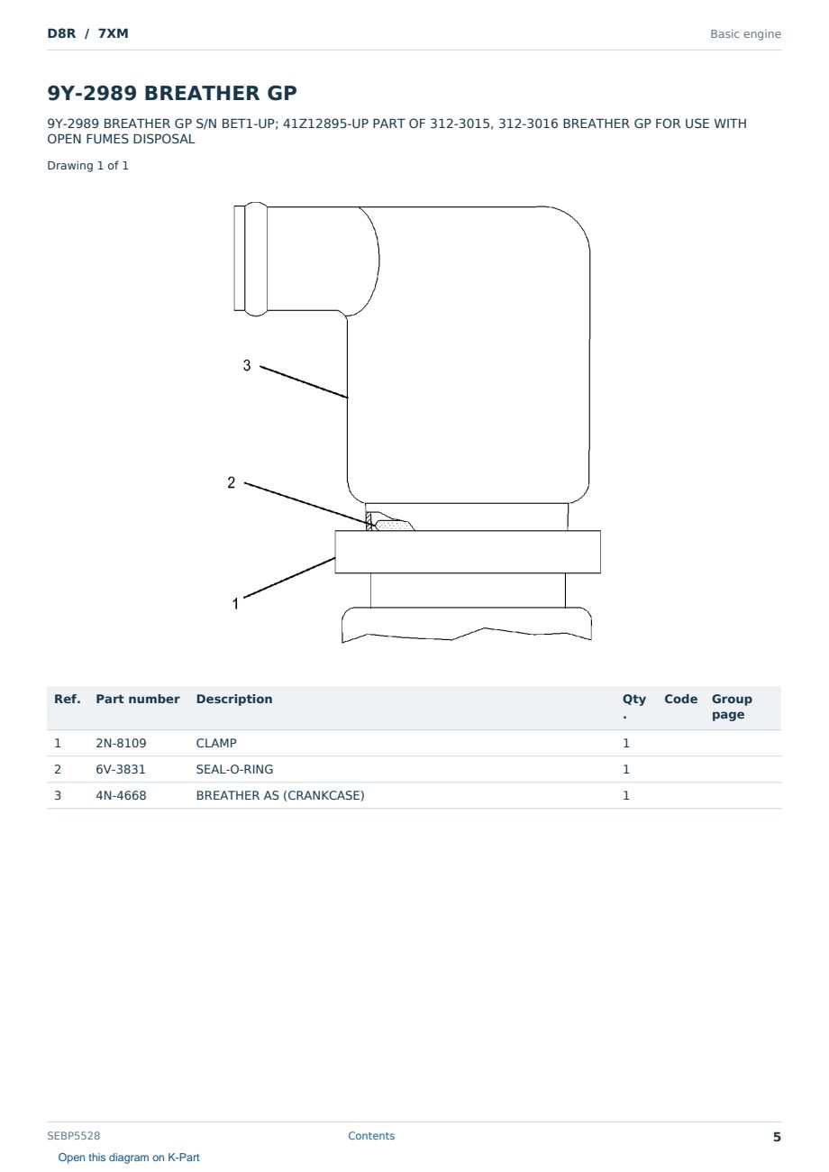 Caterpillar D8R S/N 7XM Partsbook SEBP5528 (English) - sample page 5 of 10 Caterpillar D8R S/N 7XM Partsbook SEBP5528 (English) - sample page 5 of 10