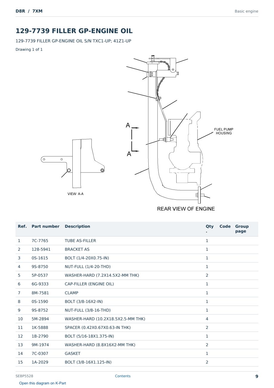 Caterpillar D8R S/N 7XM Partsbook SEBP5528 (English) - sample page 9 of 10 Caterpillar D8R S/N 7XM Partsbook SEBP5528 (English) - sample page 9 of 10