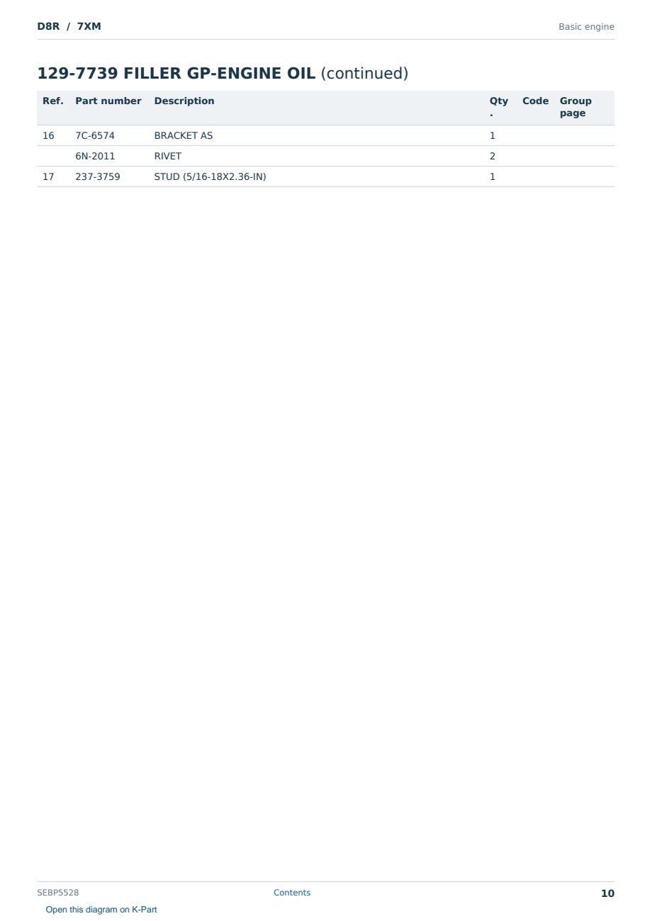 Caterpillar D8R S/N 7XM Partsbook SEBP5528 (English) - sample page 10 of 10 Caterpillar D8R S/N 7XM Partsbook SEBP5528 (English) - sample page 10 of 10