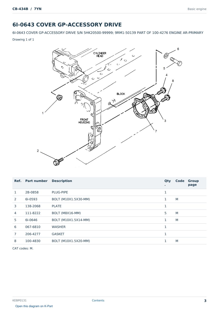 Caterpillar CB-434B S/N 7YN Partsbook KEBP0131 (English) - sample page 3 of 10 Caterpillar CB-434B S/N 7YN Partsbook KEBP0131 (English) - sample page 3 of 10