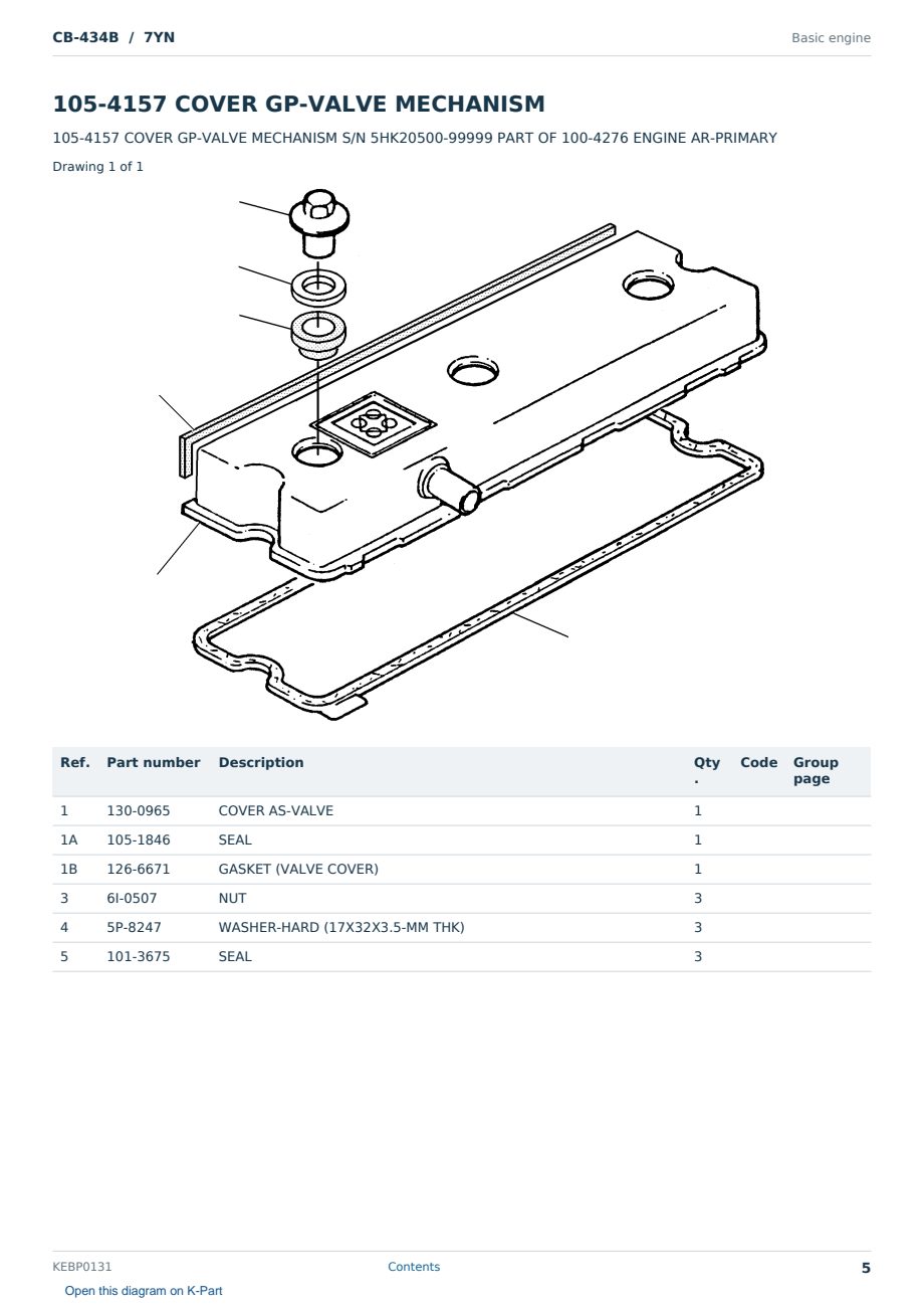 Caterpillar CB-434B S/N 7YN Partsbook KEBP0131 (English) - sample page 5 of 10 Caterpillar CB-434B S/N 7YN Partsbook KEBP0131 (English) - sample page 5 of 10