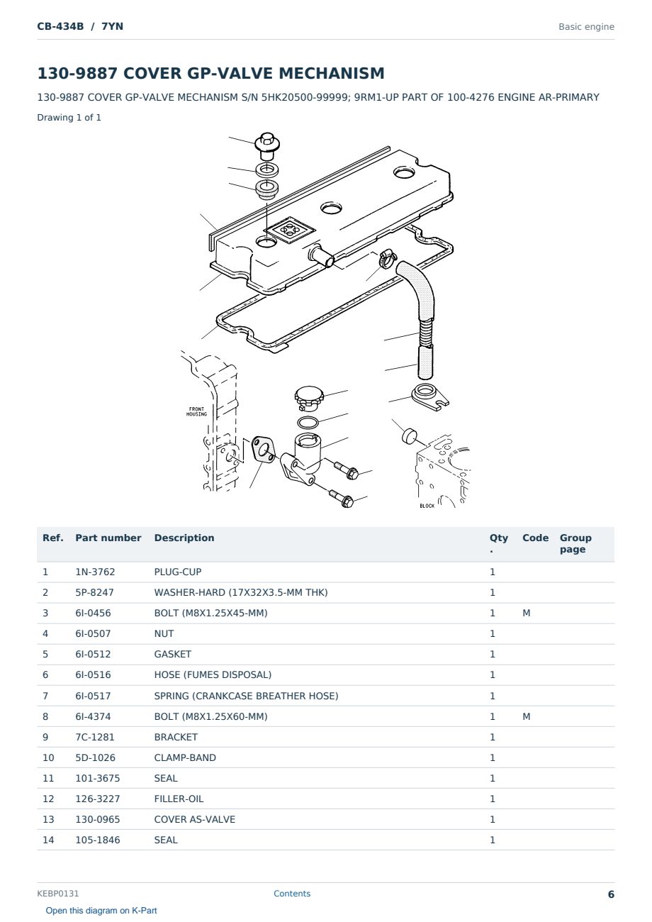 Caterpillar CB-434B S/N 7YN Partsbook KEBP0131 (English) - sample page 6 of 10 Caterpillar CB-434B S/N 7YN Partsbook KEBP0131 (English) - sample page 6 of 10