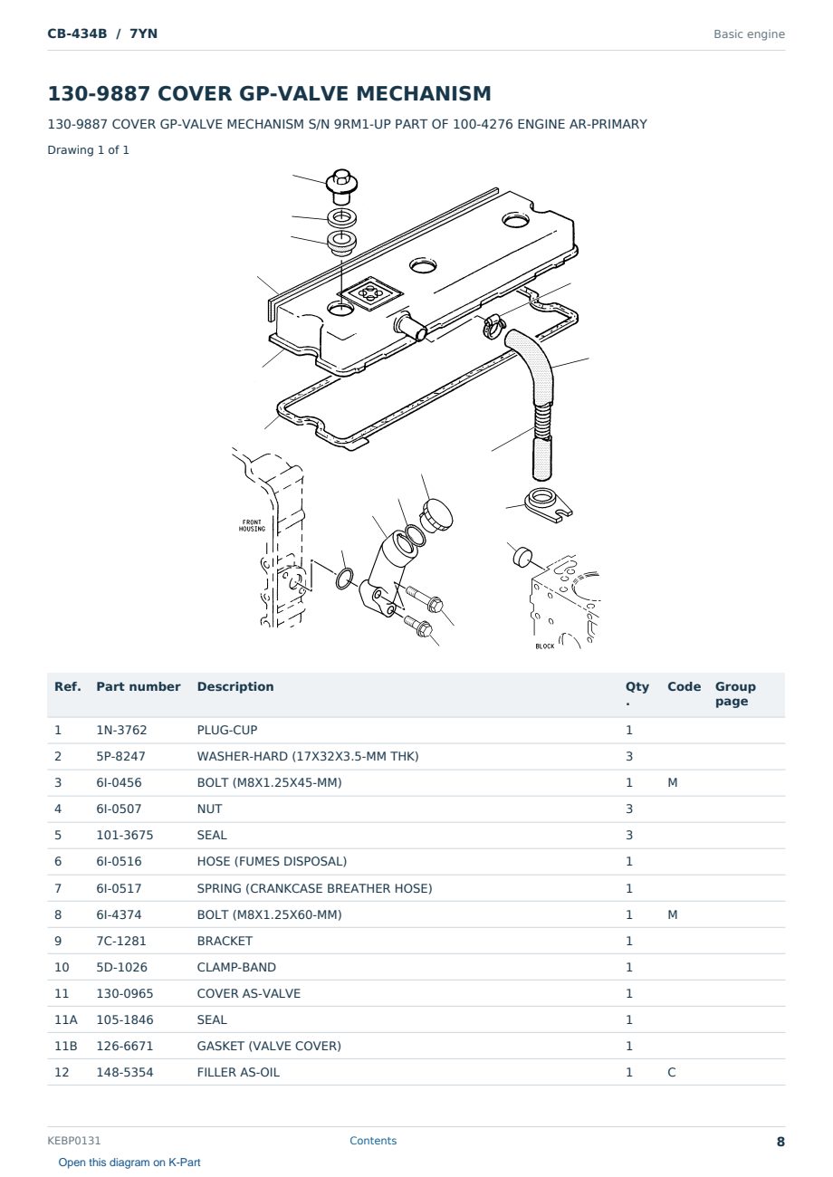 Caterpillar CB-434B S/N 7YN Partsbook KEBP0131 (English) - sample page 8 of 10 Caterpillar CB-434B S/N 7YN Partsbook KEBP0131 (English) - sample page 8 of 10