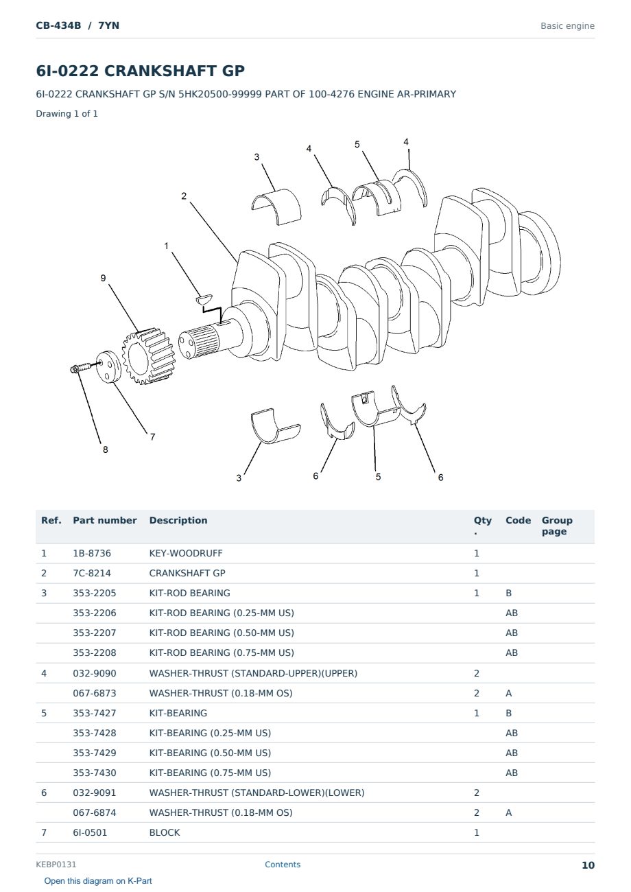 Caterpillar CB-434B S/N 7YN Partsbook KEBP0131 (English) - sample page 10 of 10 Caterpillar CB-434B S/N 7YN Partsbook KEBP0131 (English) - sample page 10 of 10