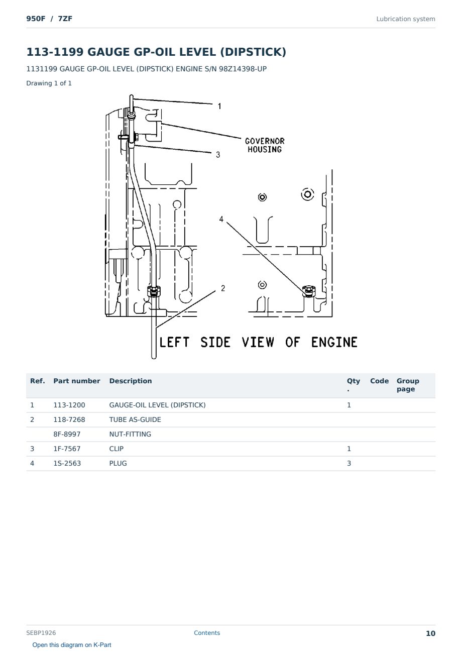 Caterpillar 950F S/N 7ZF Partsbook SEBP1926 (English) - sample page 10 of 10 Caterpillar 950F S/N 7ZF Partsbook SEBP1926 (English) - sample page 10 of 10