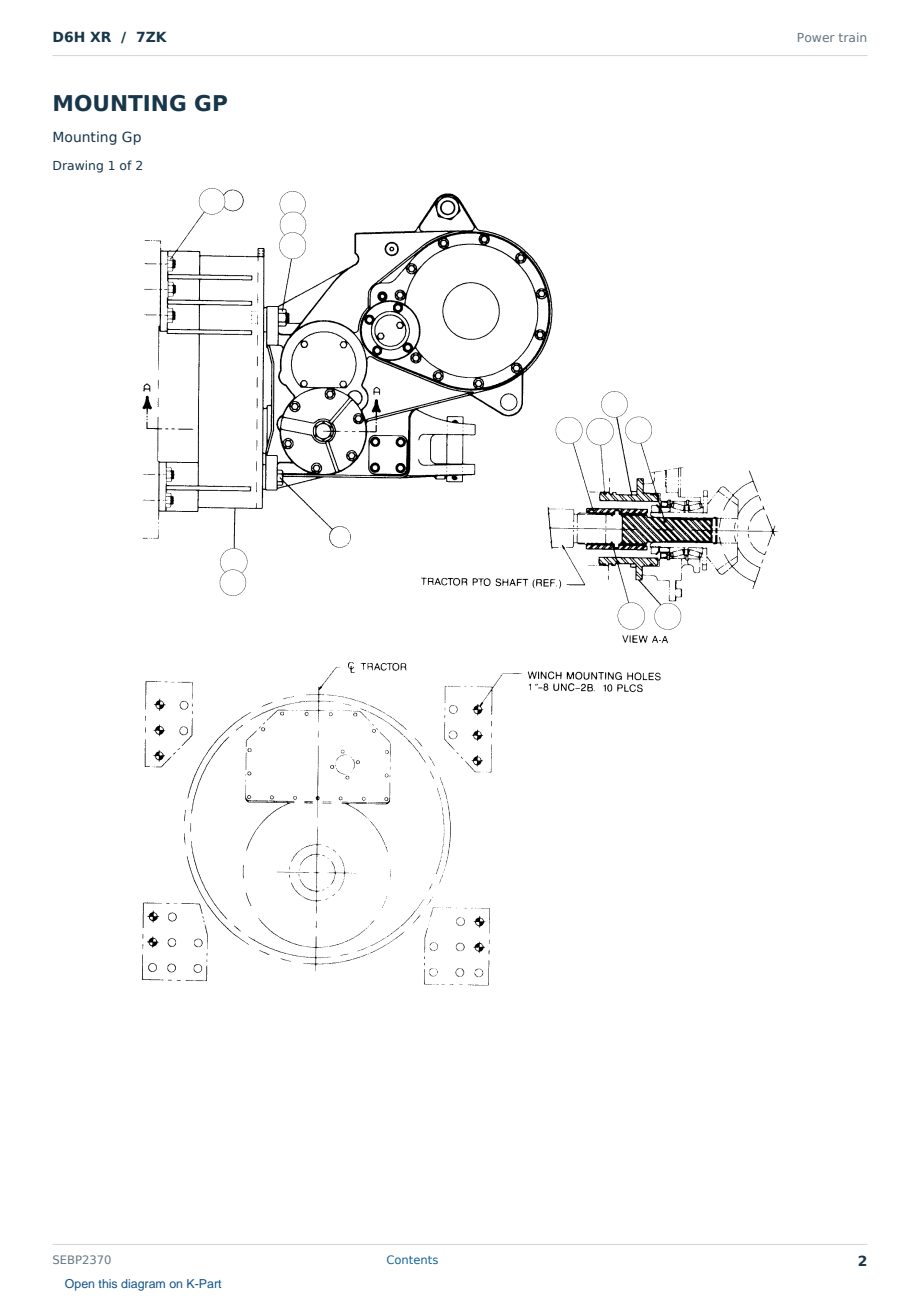 Caterpillar D6H XR S/N 7ZK Partsbook SEBP2370 (English) - sample page 2 of 10 Caterpillar D6H XR S/N 7ZK Partsbook SEBP2370 (English) - sample page 2 of 10