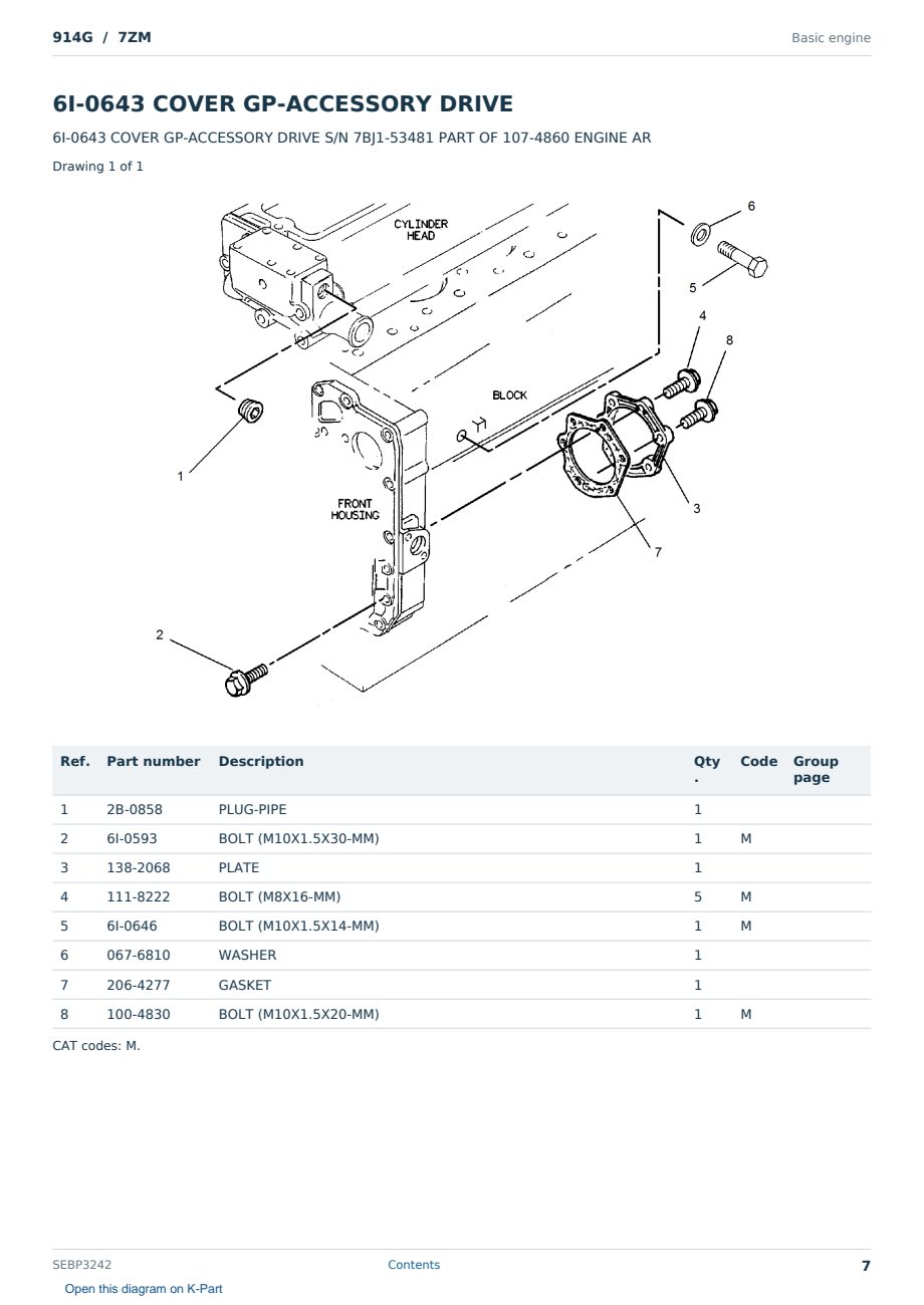 Caterpillar 914G S/N 7ZM Partsbook SEBP3242 (English) - sample page 7 of 10 Caterpillar 914G S/N 7ZM Partsbook SEBP3242 (English) - sample page 7 of 10
