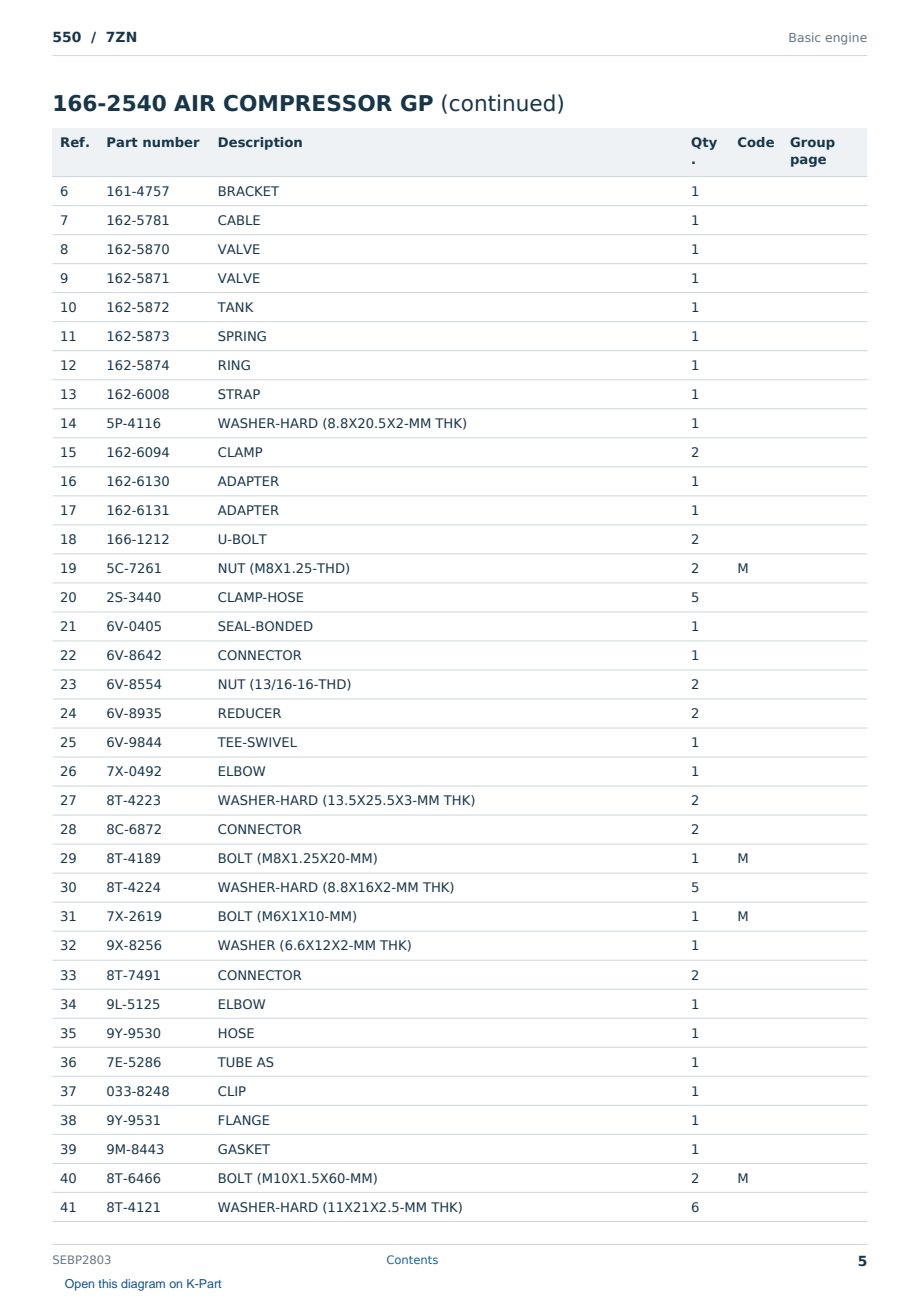 Caterpillar 550 S/N 7ZN Partsbook SEBP2803 (English) - sample page 5 of 10 Caterpillar 550 S/N 7ZN Partsbook SEBP2803 (English) - sample page 5 of 10