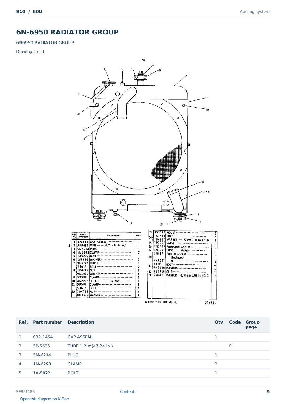 Caterpillar 910 S/N 80U Partsbook SEBP1186 (English) - sample page 9 of 10 Caterpillar 910 S/N 80U Partsbook SEBP1186 (English) - sample page 9 of 10