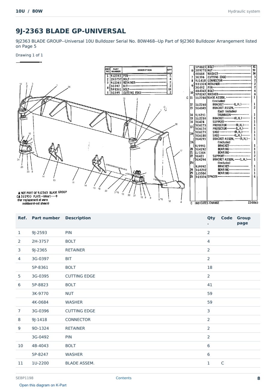 Caterpillar 10U S/N 80W Partsbook SEBP1198 (English) - sample page 8 of 10 Caterpillar 10U S/N 80W Partsbook SEBP1198 (English) - sample page 8 of 10