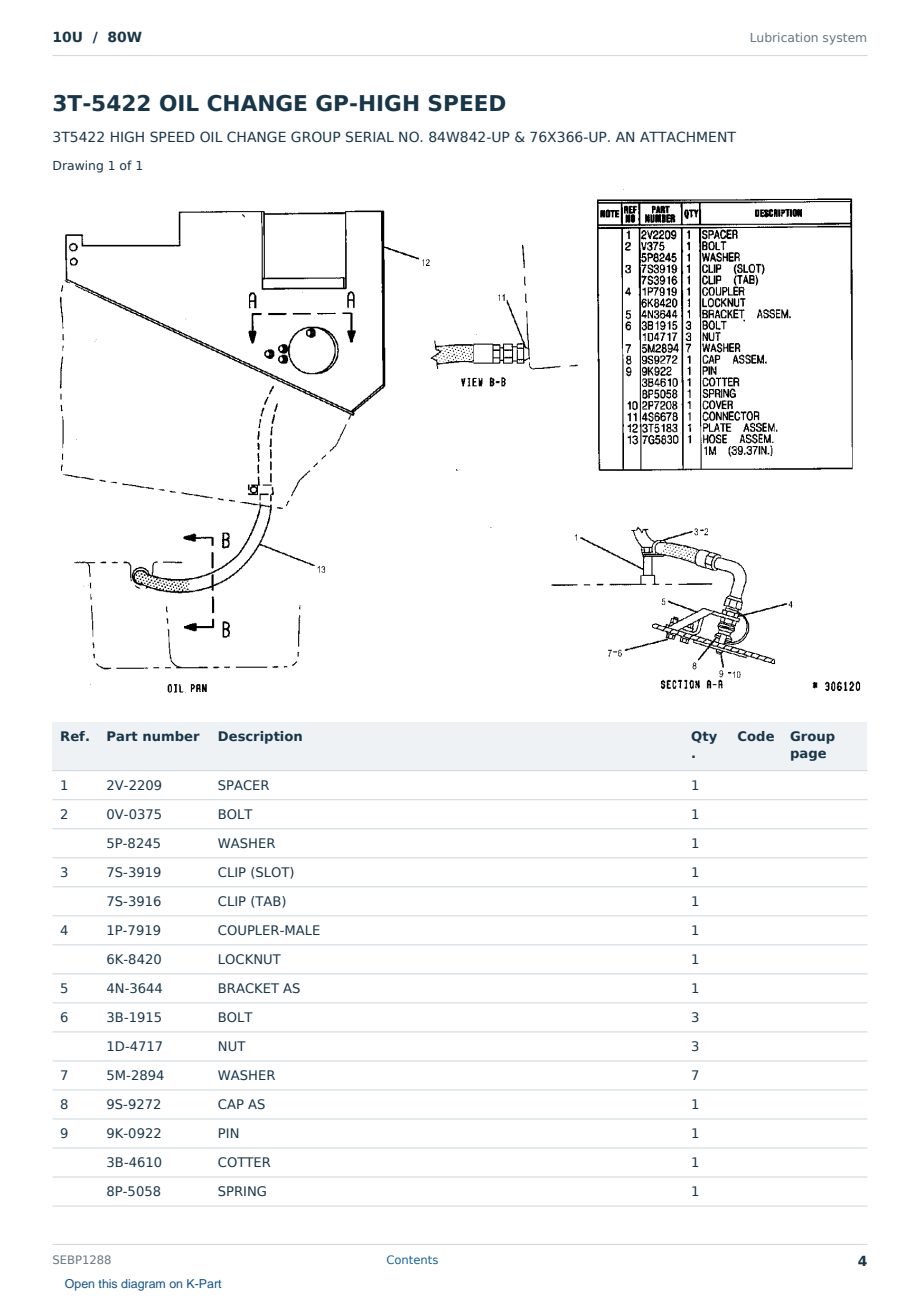 Caterpillar 10U S/N 80W Partsbook SEBP1288 (English) - sample page 4 of 10 Caterpillar 10U S/N 80W Partsbook SEBP1288 (English) - sample page 4 of 10