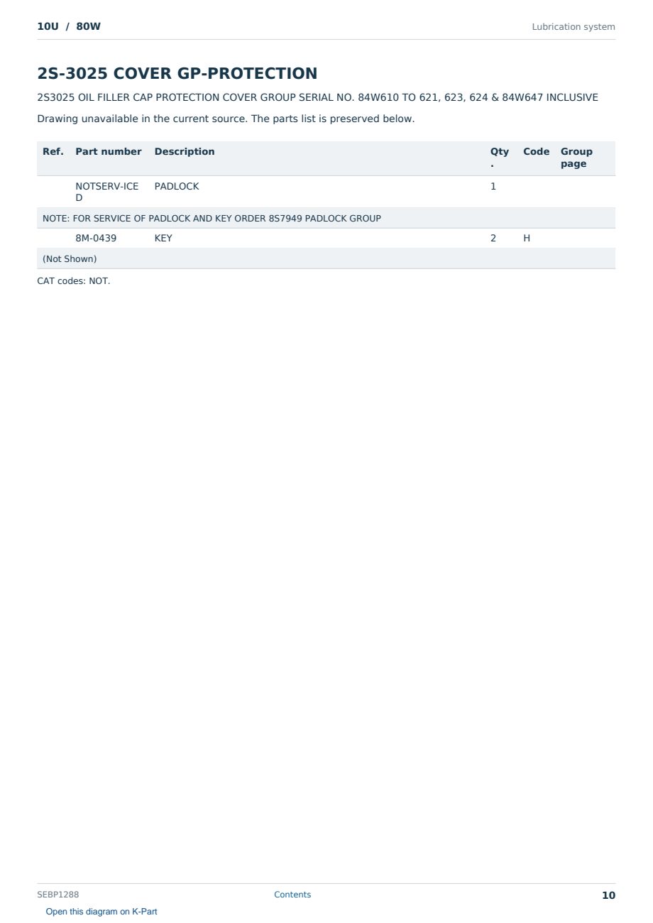 Caterpillar 10U S/N 80W Partsbook SEBP1288 (English) - sample page 10 of 10 Caterpillar 10U S/N 80W Partsbook SEBP1288 (English) - sample page 10 of 10