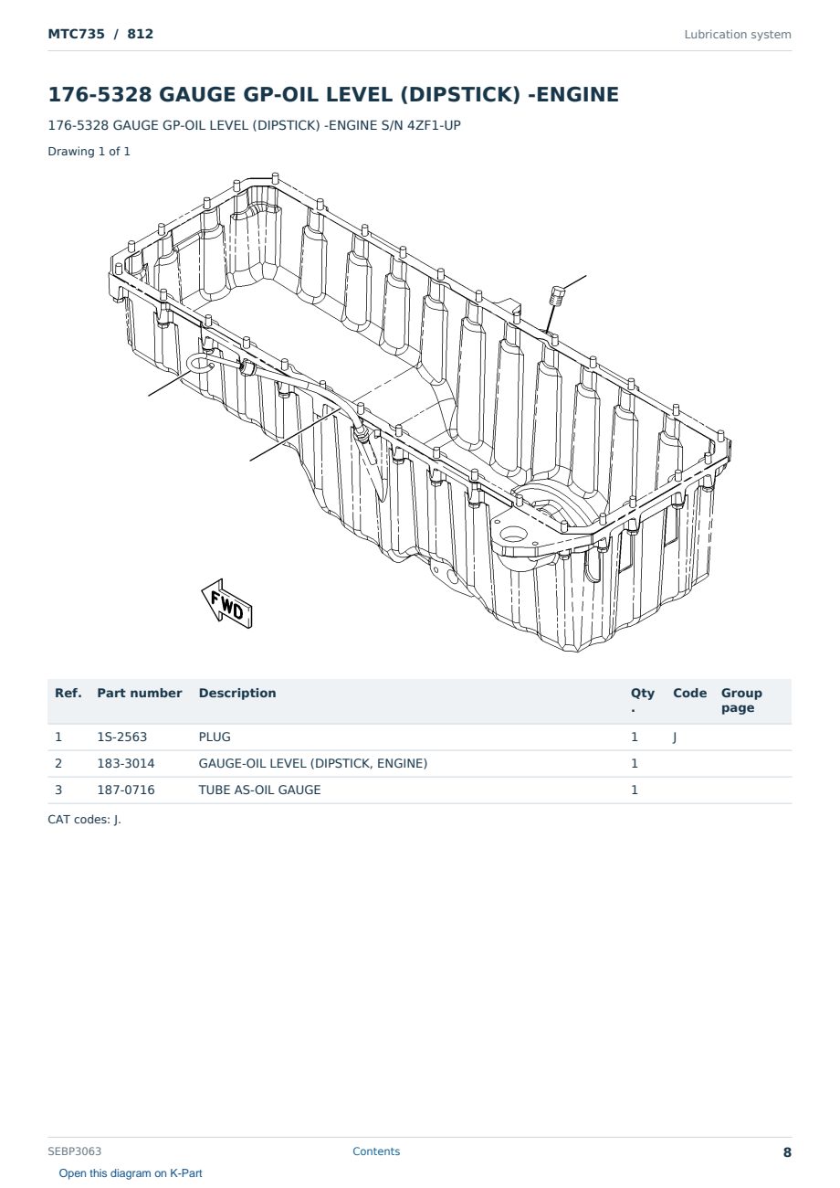 Caterpillar MTC735 S/N 812 Partsbook SEBP3063 (English) - sample page 8 of 10 Caterpillar MTC735 S/N 812 Partsbook SEBP3063 (English) - sample page 8 of 10