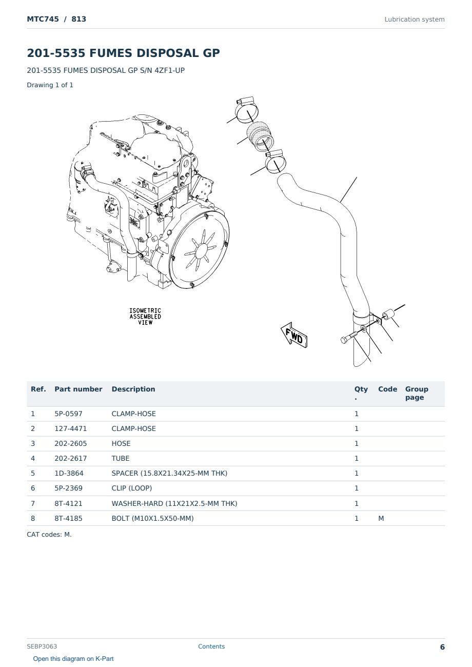 Caterpillar MTC745 S/N 813 Partsbook SEBP3063 (English) - sample page 6 of 10 Caterpillar MTC745 S/N 813 Partsbook SEBP3063 (English) - sample page 6 of 10