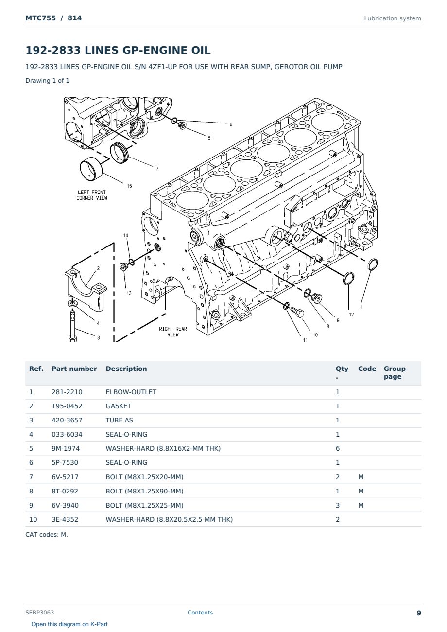 Caterpillar MTC755 S/N 814 Partsbook SEBP3063 (English) - sample page 9 of 10 Caterpillar MTC755 S/N 814 Partsbook SEBP3063 (English) - sample page 9 of 10