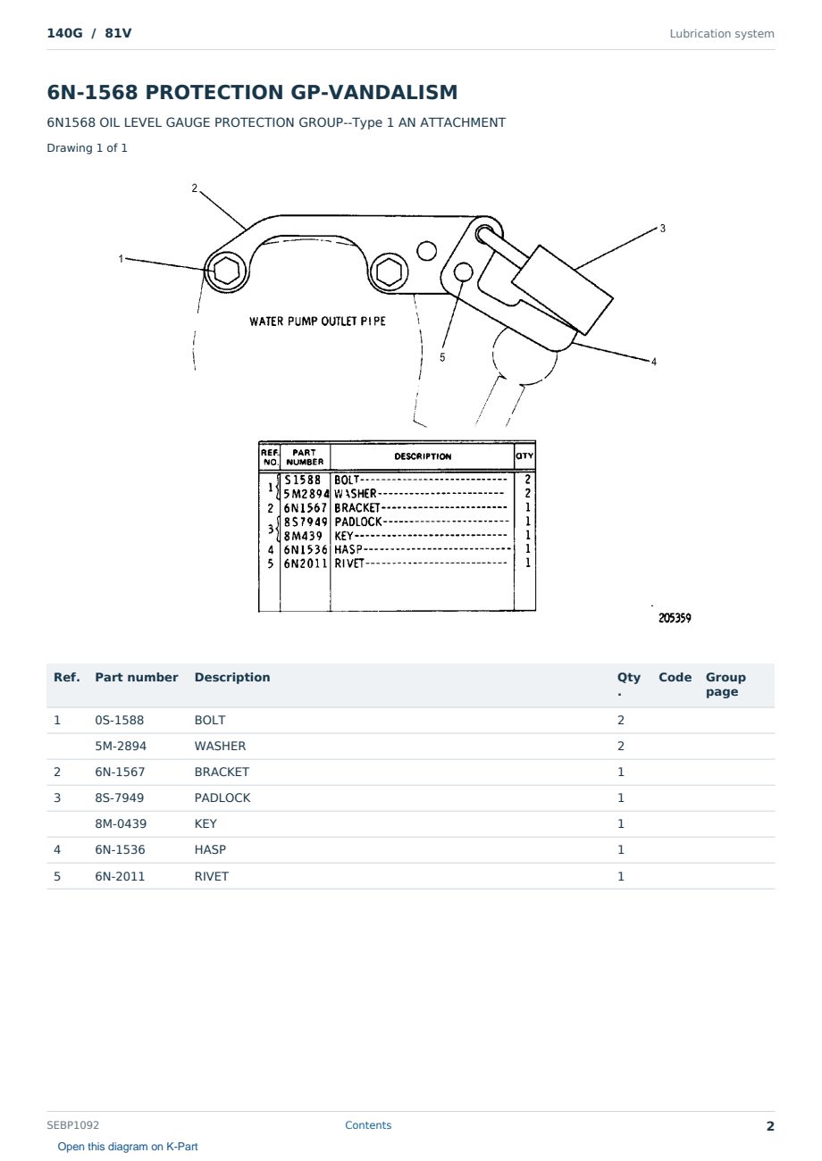 Caterpillar 140G S/N 81V Partsbook SEBP1092 (English) - sample page 2 of 10 Caterpillar 140G S/N 81V Partsbook SEBP1092 (English) - sample page 2 of 10