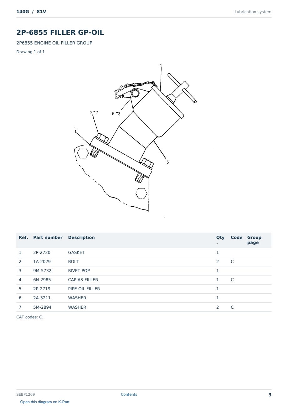 Caterpillar 140G S/N 81V Partsbook SEBP1269 (English) - sample page 3 of 10 Caterpillar 140G S/N 81V Partsbook SEBP1269 (English) - sample page 3 of 10