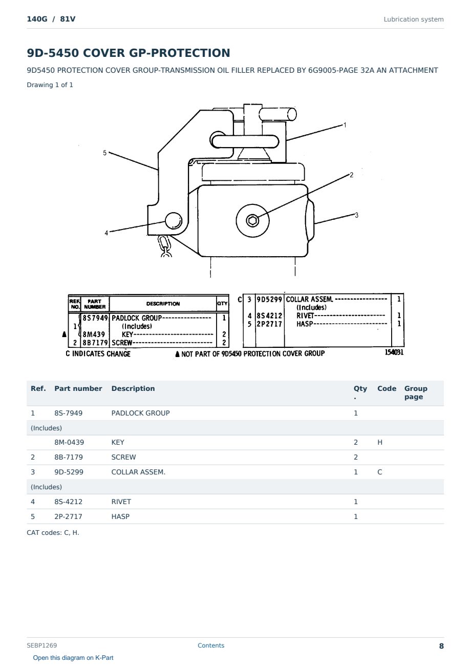 Caterpillar 140G S/N 81V Partsbook SEBP1269 (English) - sample page 8 of 10 Caterpillar 140G S/N 81V Partsbook SEBP1269 (English) - sample page 8 of 10