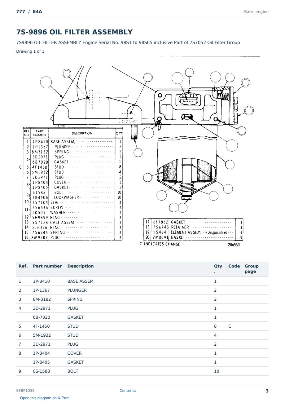 Caterpillar 777 S/N 84A Partsbook SEBP1035 (English) - sample page 3 of 10 Caterpillar 777 S/N 84A Partsbook SEBP1035 (English) - sample page 3 of 10