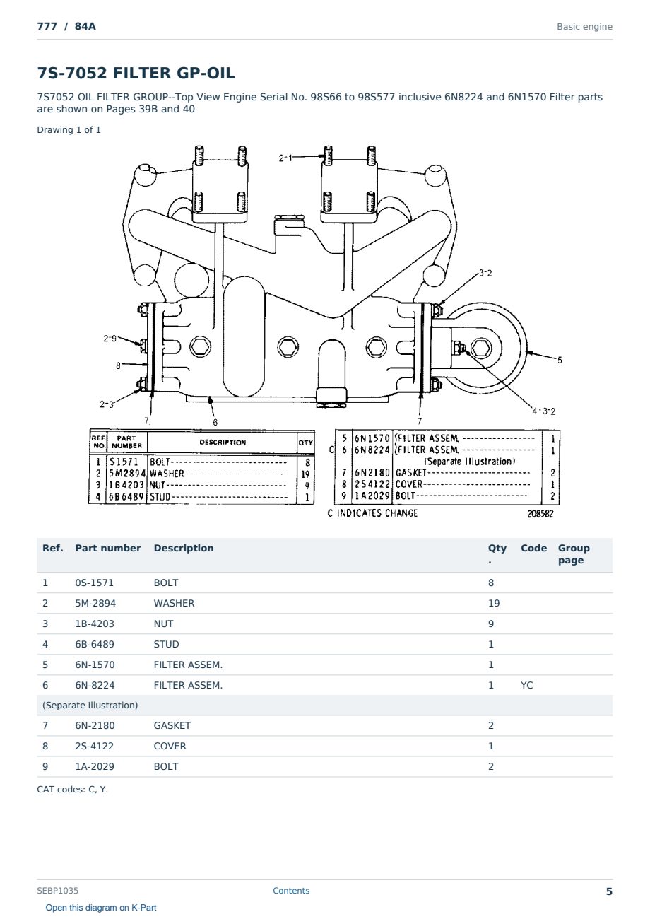 Caterpillar 777 S/N 84A Partsbook SEBP1035 (English) - sample page 5 of 10 Caterpillar 777 S/N 84A Partsbook SEBP1035 (English) - sample page 5 of 10