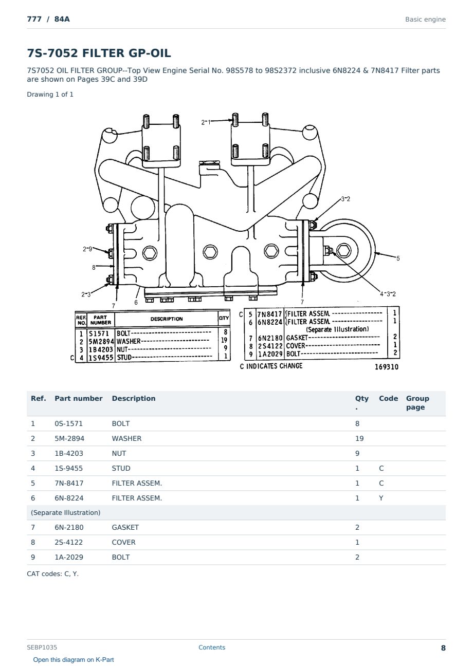 Caterpillar 777 S/N 84A Partsbook SEBP1035 (English) - sample page 8 of 10 Caterpillar 777 S/N 84A Partsbook SEBP1035 (English) - sample page 8 of 10