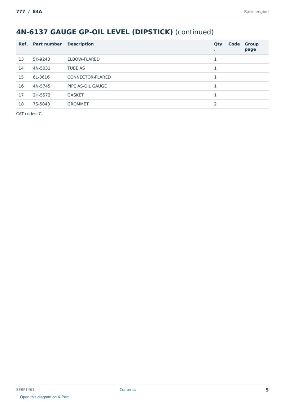 Caterpillar 777 S/N 84A Partsbook SEBP1461 (English) - sample page 5 of 10 Caterpillar 777 S/N 84A Partsbook SEBP1461 (English) - sample page 5 of 10