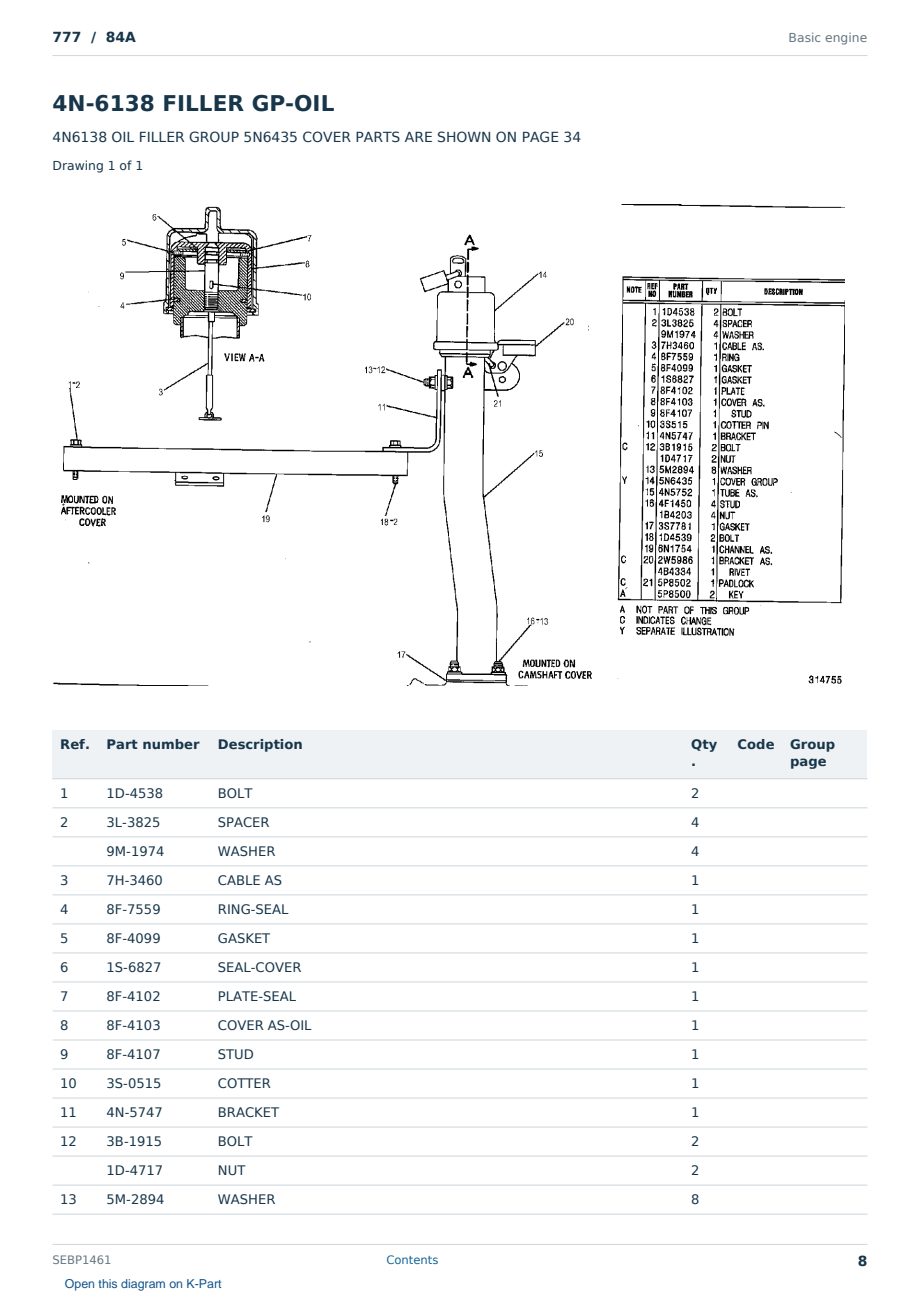 Caterpillar 777 S/N 84A Partsbook SEBP1461 (English) - sample page 8 of 10 Caterpillar 777 S/N 84A Partsbook SEBP1461 (English) - sample page 8 of 10
