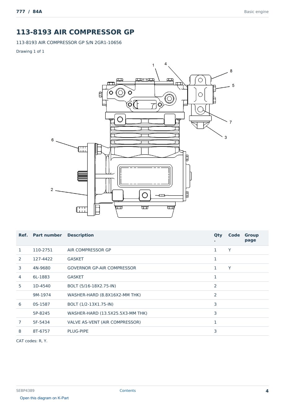 Caterpillar 777 S/N 84A Partsbook SEBP4389 (English) - sample page 4 of 10 Caterpillar 777 S/N 84A Partsbook SEBP4389 (English) - sample page 4 of 10