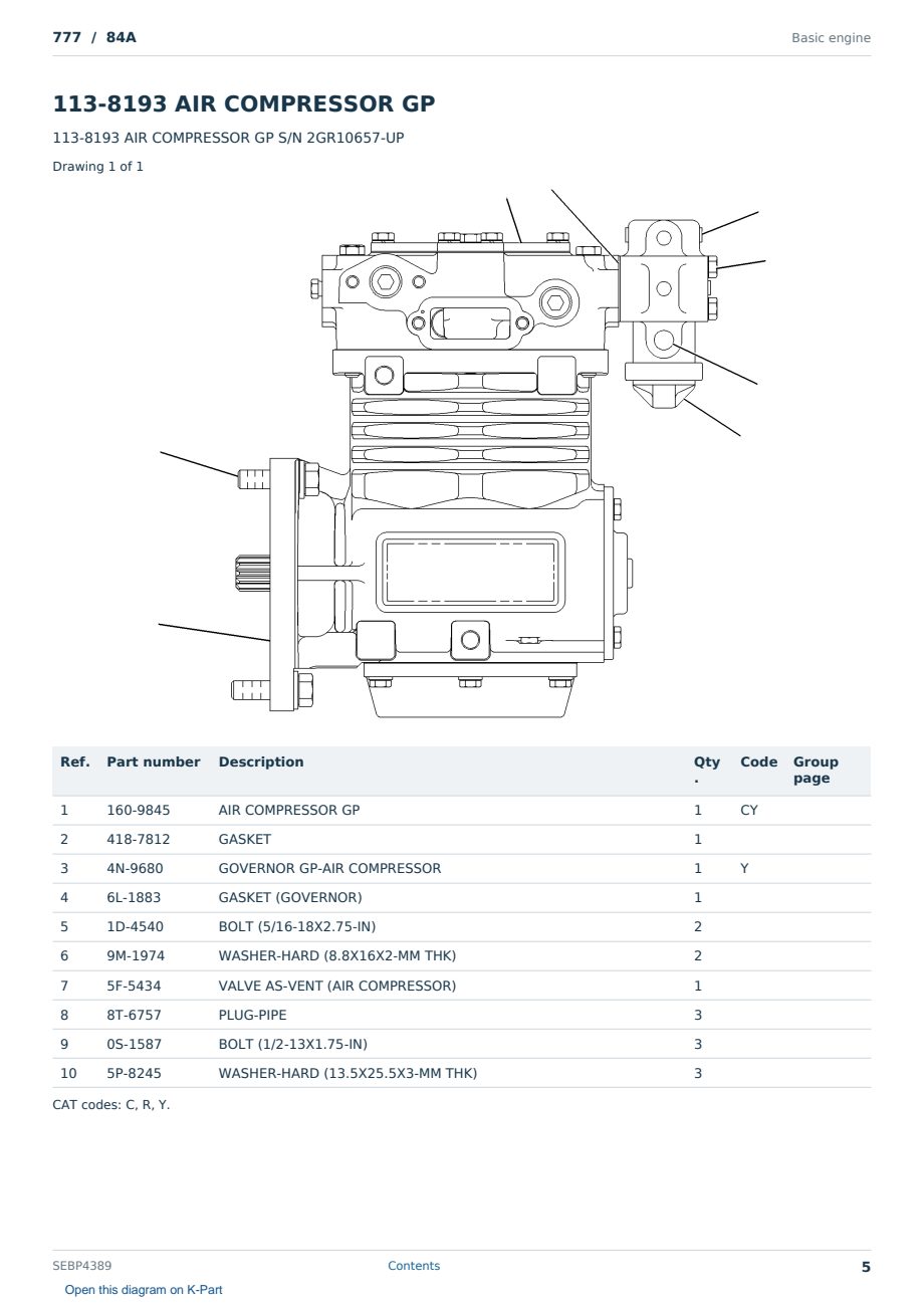 Caterpillar 777 S/N 84A Partsbook SEBP4389 (English) - sample page 5 of 10 Caterpillar 777 S/N 84A Partsbook SEBP4389 (English) - sample page 5 of 10