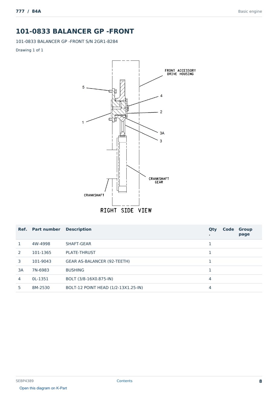 Caterpillar 777 S/N 84A Partsbook SEBP4389 (English) - sample page 8 of 10 Caterpillar 777 S/N 84A Partsbook SEBP4389 (English) - sample page 8 of 10