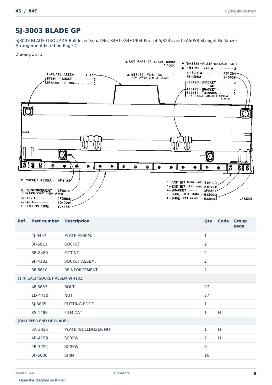 Caterpillar 4S S/N 84E Partsbook XMBP9844 (English) - sample page 8 of 10 Caterpillar 4S S/N 84E Partsbook XMBP9844 (English) - sample page 8 of 10