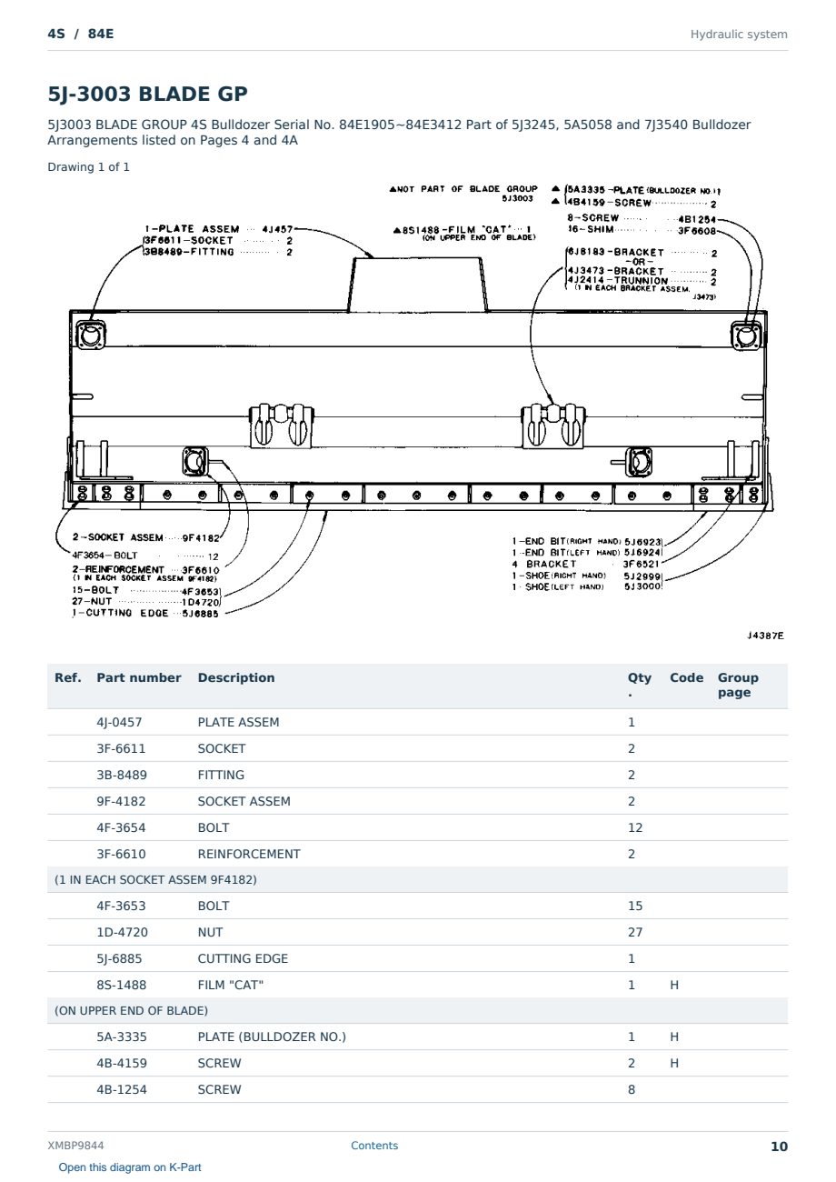 Caterpillar 4S S/N 84E Partsbook XMBP9844 (English) - sample page 10 of 10 Caterpillar 4S S/N 84E Partsbook XMBP9844 (English) - sample page 10 of 10